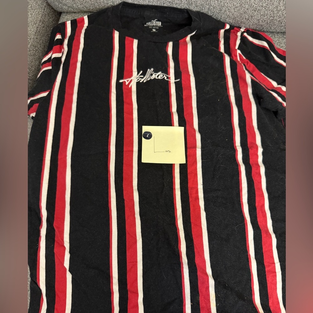 Hollister Black and Red Striped Tee